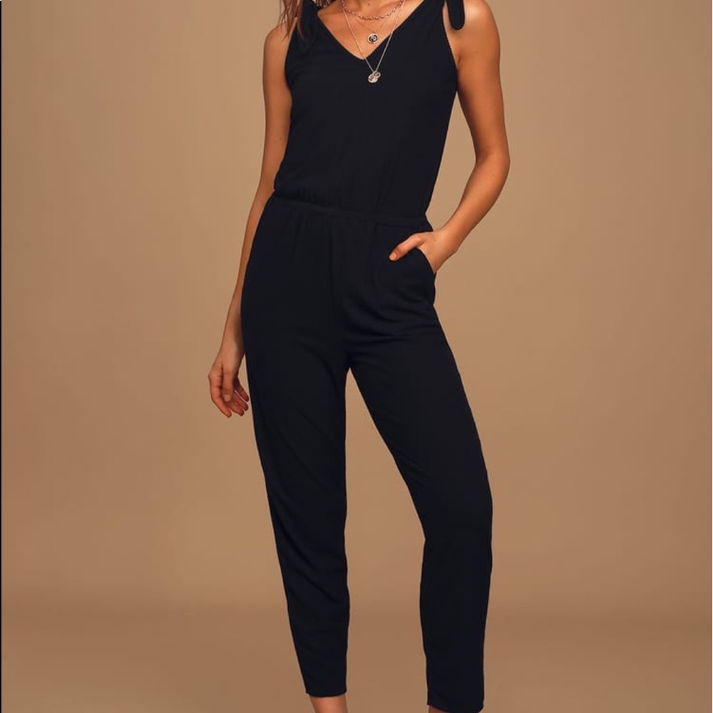 Belmore black sleeveless ribbed jumpsuit lulus
